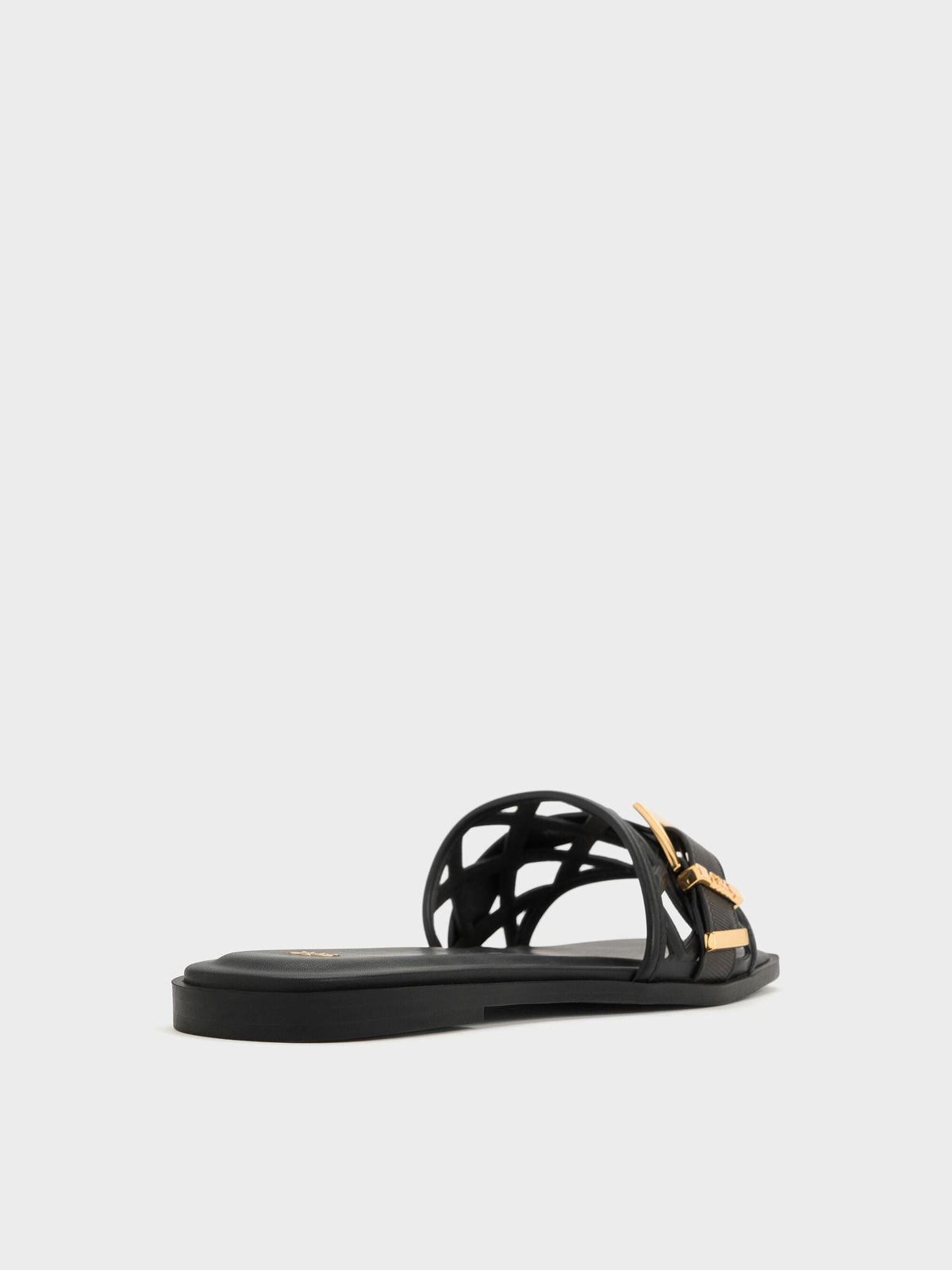 CHARLES & KEITH Exclusive / Whitney Leather Cut-Out Slide Sandals - Black