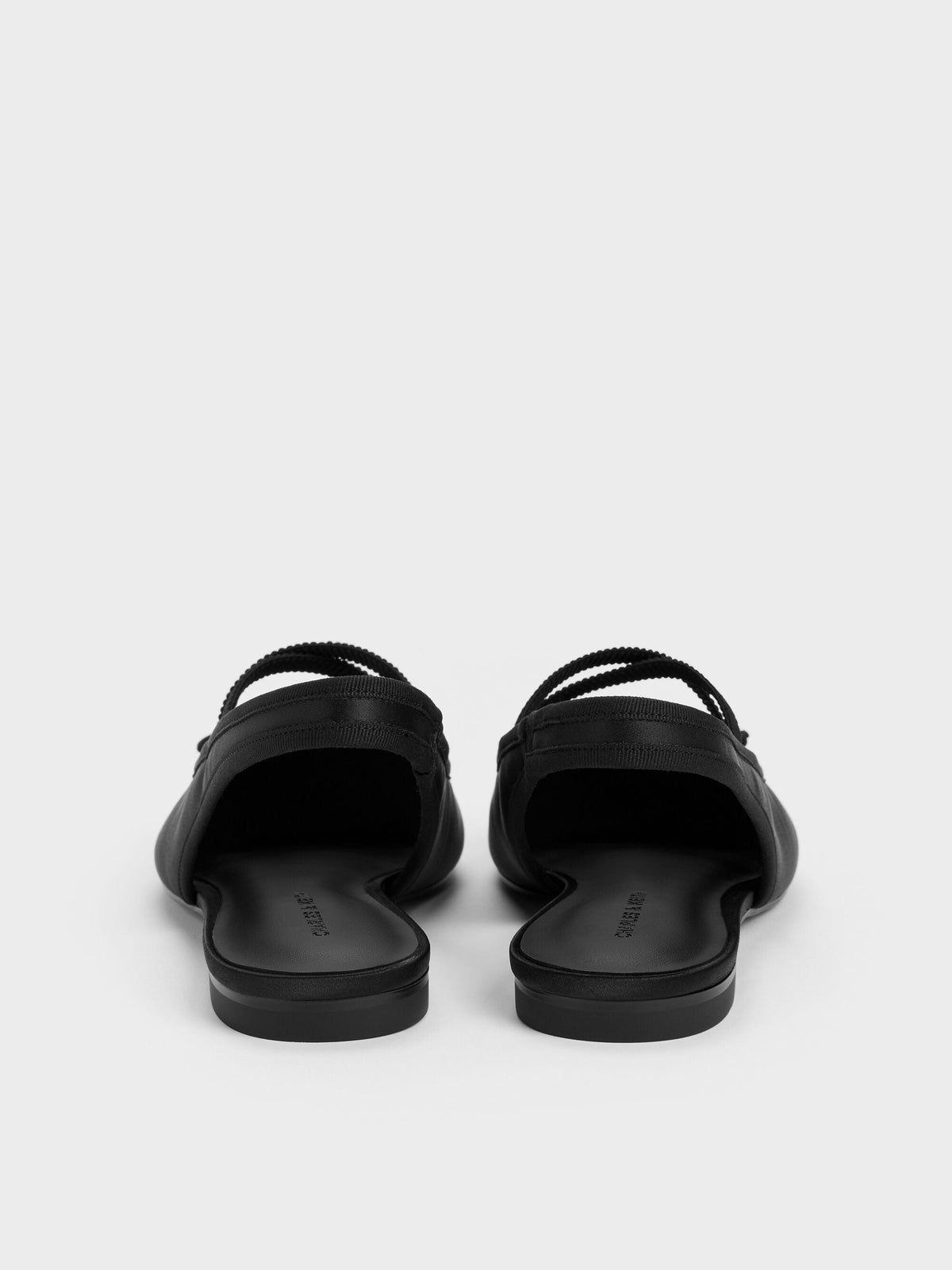 CHARLES & KEITH Everyday / Satin Crossover Slingback Ballet Flats - Black Textured