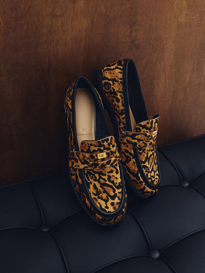 CHARLES & KEITH Recommended / Georgina Calf Hair Leopard-Print Penny Loafers - Animal Print Brown