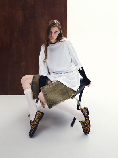 CHARLES & KEITH Recommended / Georgina Calf Hair Leopard-Print Penny Loafers - Animal Print Brown