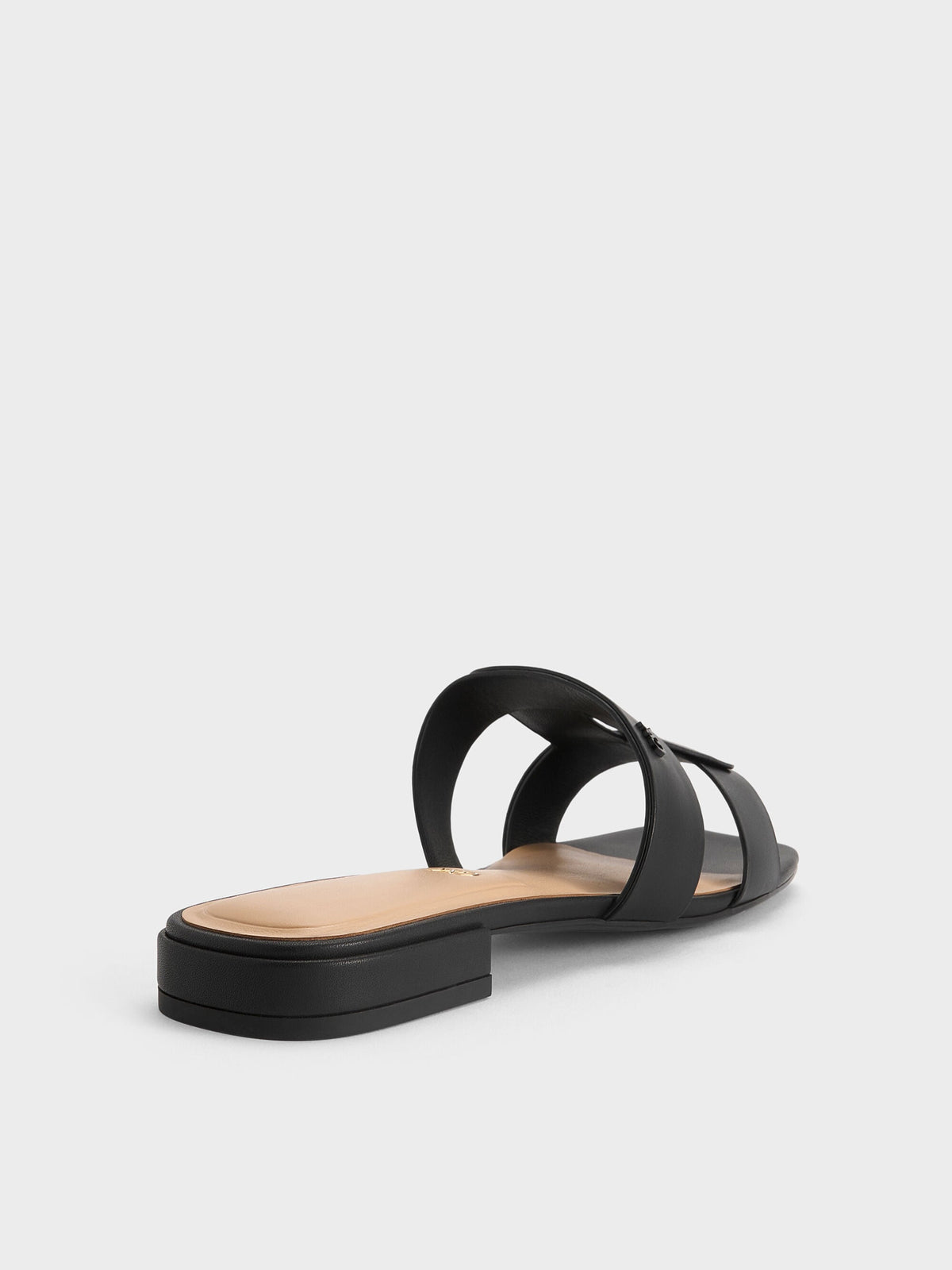 CHARLES & KEITH Signature / Petina Leather Slide Sandals - Black