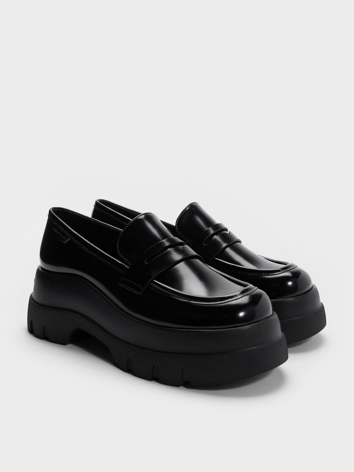 CHARLES & KEITH New / Leoi Platform Penny Loafers - Black Box