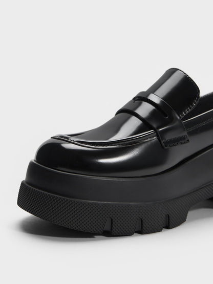 CHARLES & KEITH New / Leoi Platform Penny Loafers - Black Box