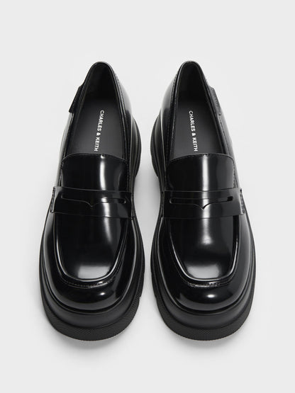 CHARLES & KEITH New / Leoi Platform Penny Loafers - Black Box