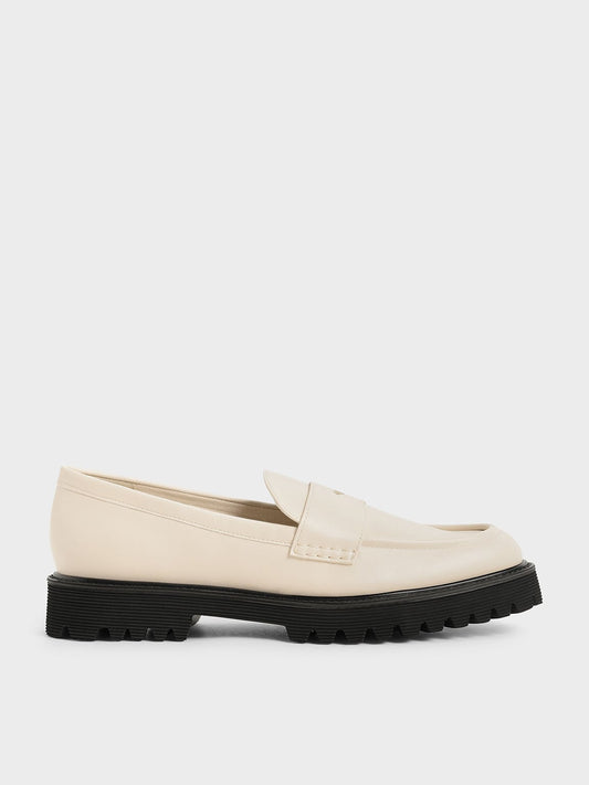 CHARLES & KEITH Popular / Chunky Penny Loafers - Chalk