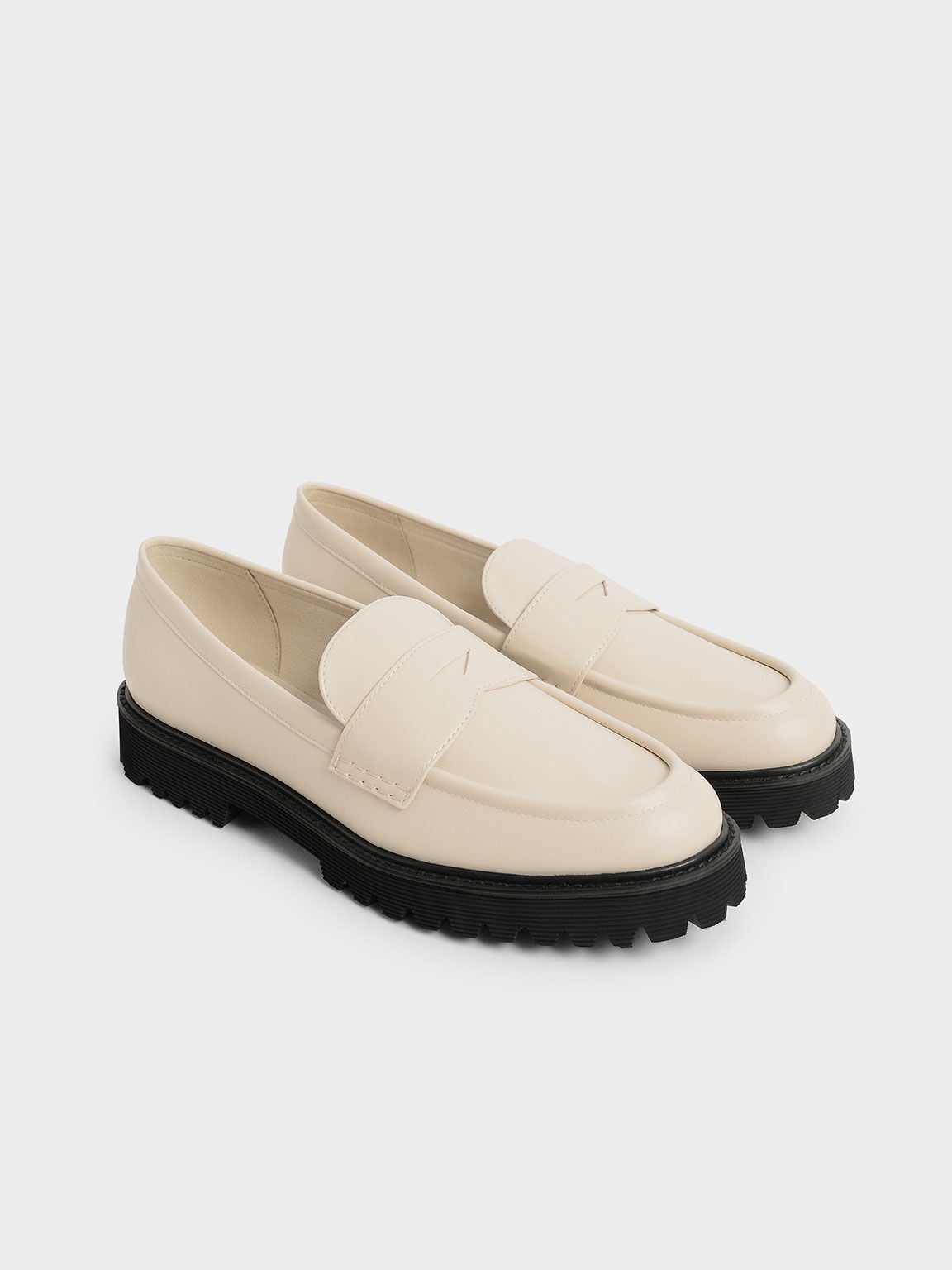 CHARLES & KEITH Popular / Chunky Penny Loafers - Chalk