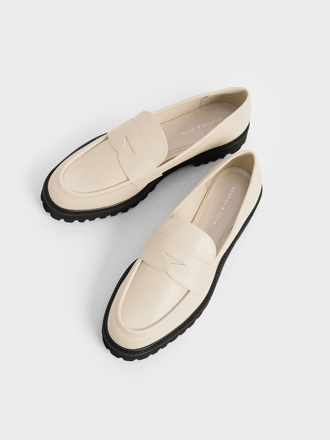 CHARLES & KEITH Popular / Chunky Penny Loafers - Chalk