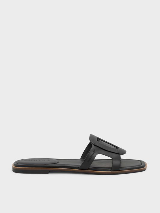 CHARLES & KEITH Great Value / Easley Cut-Out Slide Sandals - Black