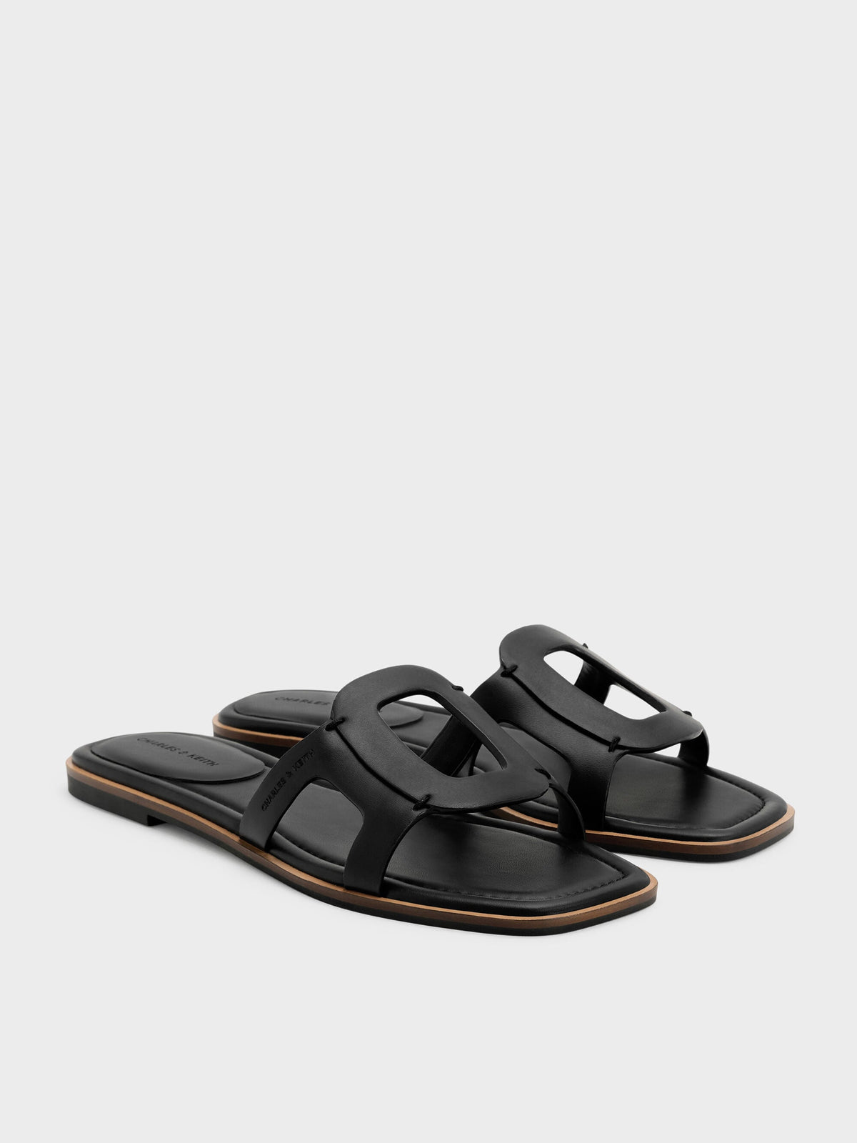 CHARLES & KEITH Great Value / Easley Cut-Out Slide Sandals - Black