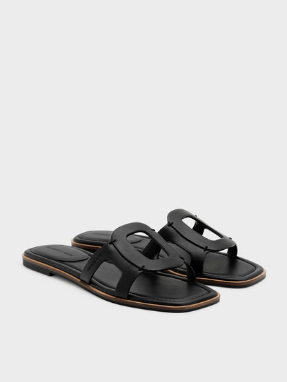 CHARLES & KEITH Great Value / Easley Cut-Out Slide Sandals - Black