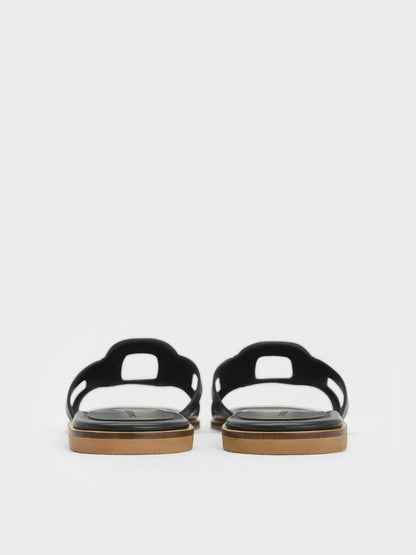 CHARLES & KEITH Great Value / Easley Cut-Out Slide Sandals - Black