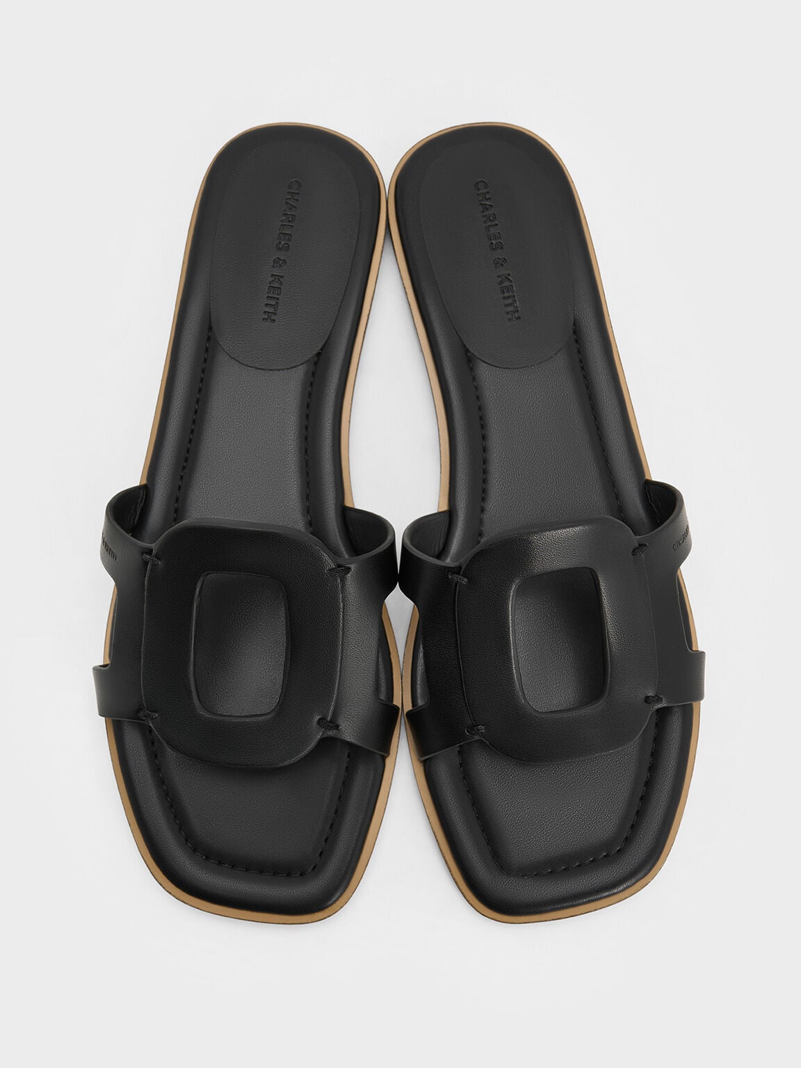 CHARLES & KEITH Great Value / Easley Cut-Out Slide Sandals - Black