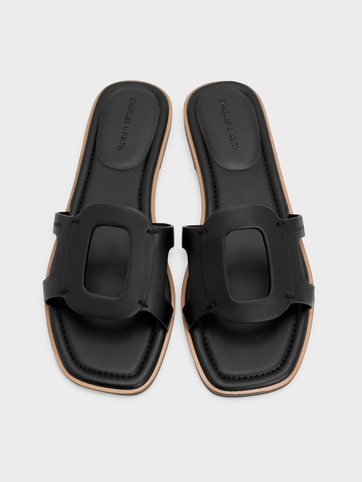 CHARLES & KEITH Great Value / Easley Cut-Out Slide Sandals - Black