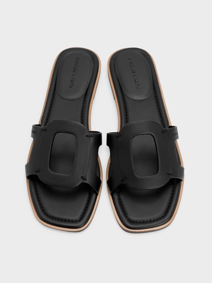 CHARLES & KEITH Great Value / Easley Cut-Out Slide Sandals - Black