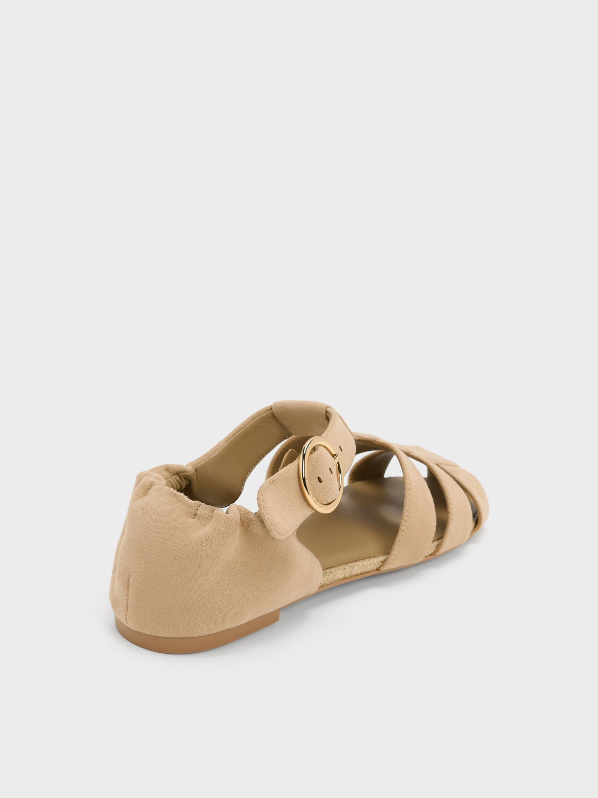 CHARLES & KEITH Trending / Faux Suede Caged Flat Espadrilles - Sand