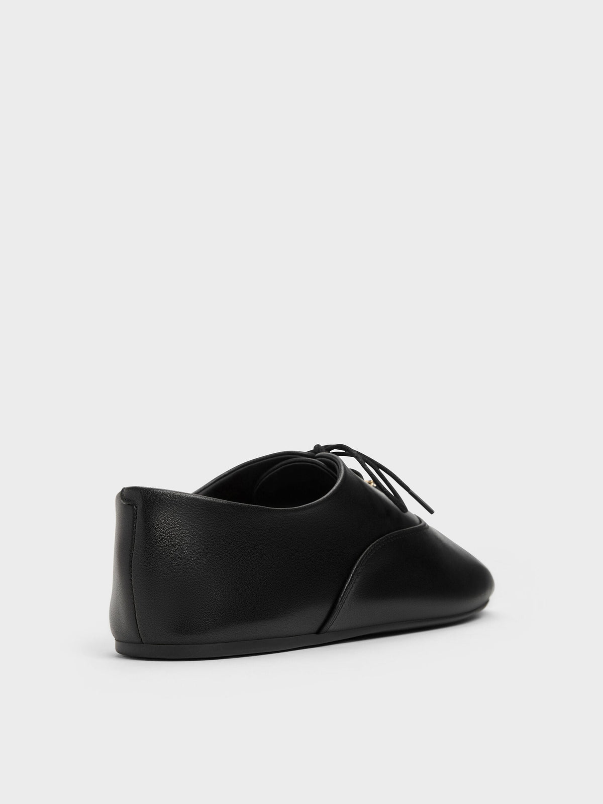 CHARLES & KEITH Hot Sale / Pippa Leather Derby Flats - Black