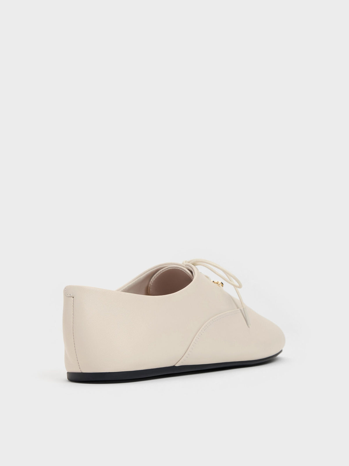 CHARLES & KEITH Special Offer / Pippa Leather Derby Flats - Chalk