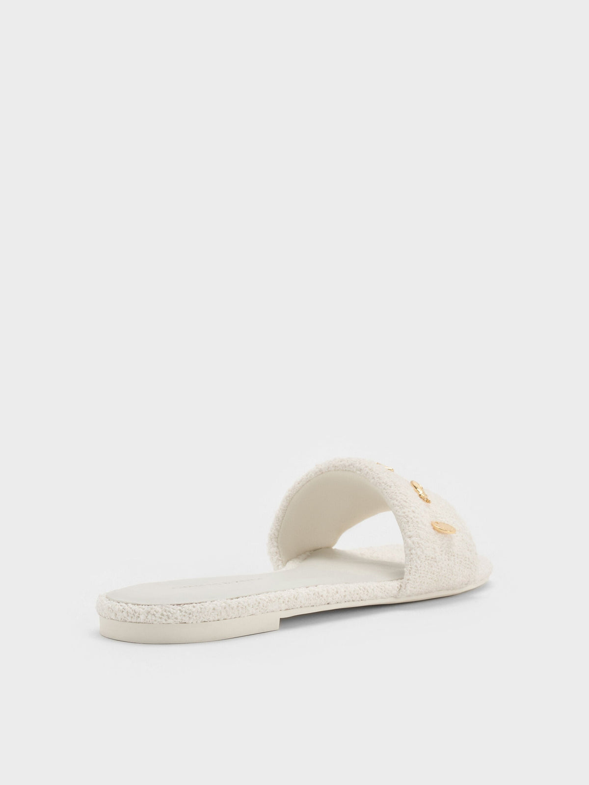 CHARLES & KEITH Popular / Tweed Beach Slide Sandals - Chalk