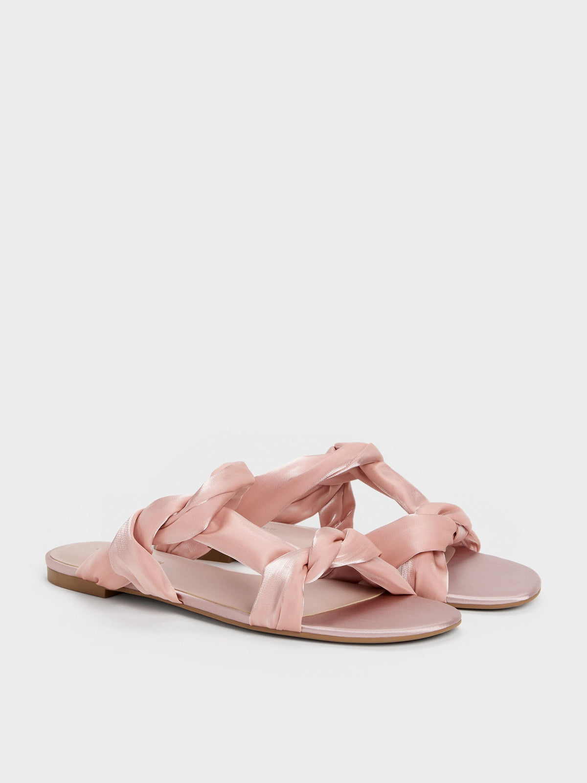 CHARLES & KEITH Latest / Ruched-Strap Slide Sandals - Light Pink