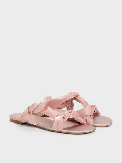CHARLES & KEITH Latest / Ruched-Strap Slide Sandals - Light Pink