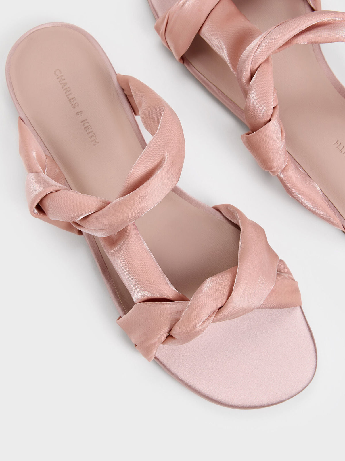 CHARLES & KEITH Latest / Ruched-Strap Slide Sandals - Light Pink