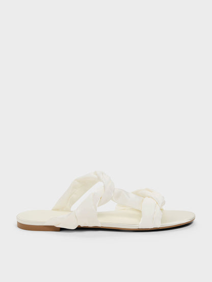 CHARLES & KEITH Customer Favorite / Ruched-Strap Slide Sandals - White