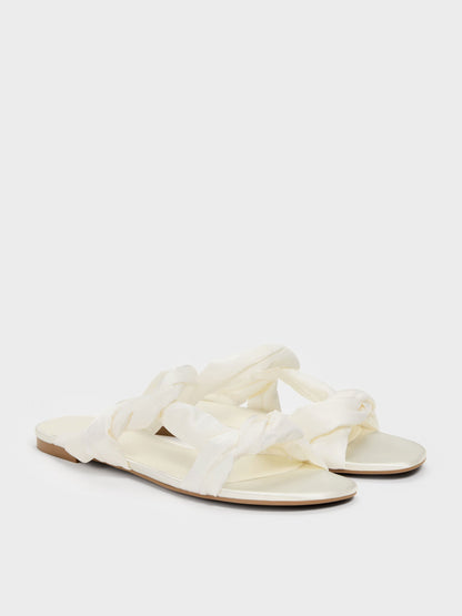 CHARLES & KEITH Customer Favorite / Ruched-Strap Slide Sandals - White