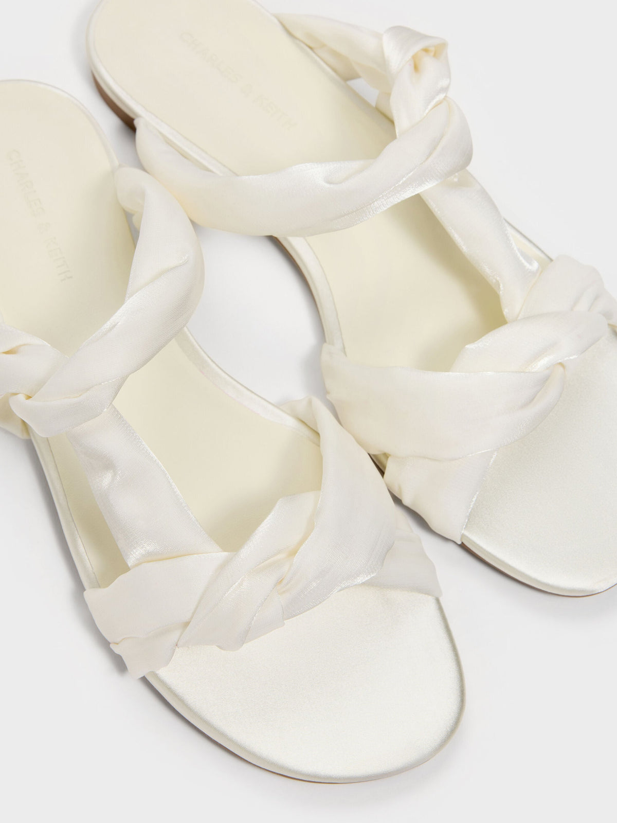 CHARLES & KEITH Customer Favorite / Ruched-Strap Slide Sandals - White