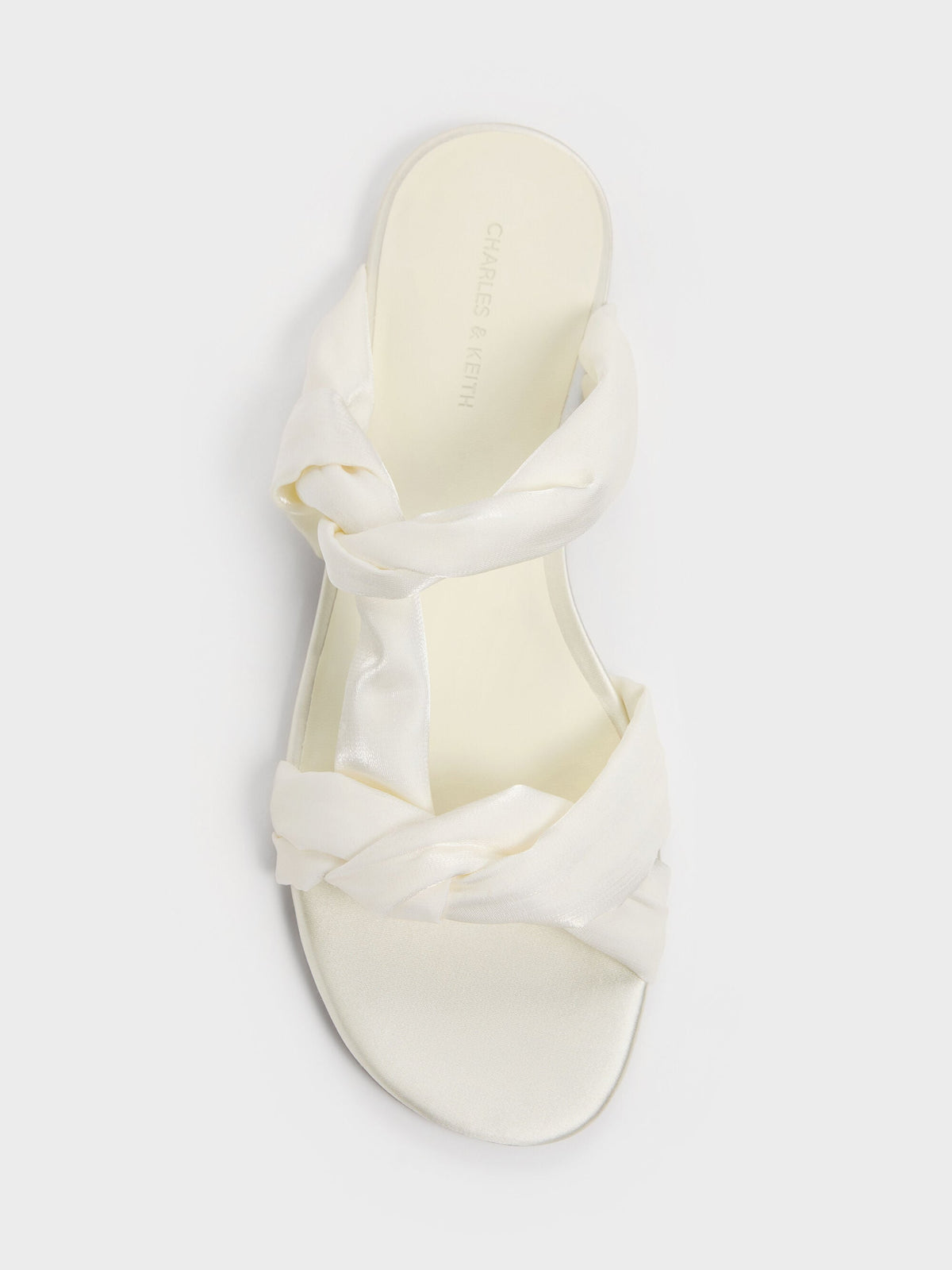 CHARLES & KEITH Customer Favorite / Ruched-Strap Slide Sandals - White