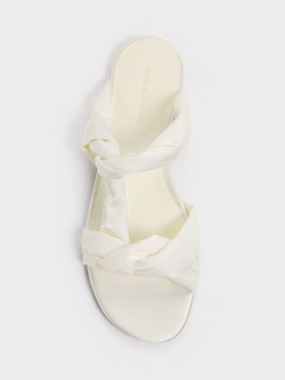 CHARLES & KEITH Customer Favorite / Ruched-Strap Slide Sandals - White