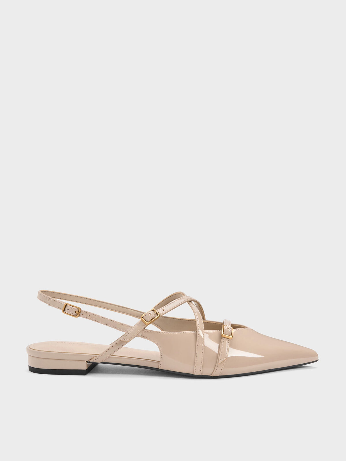 CHARLES & KEITH Featured / Maybelle Patent Strappy Slingback Flats - Nude