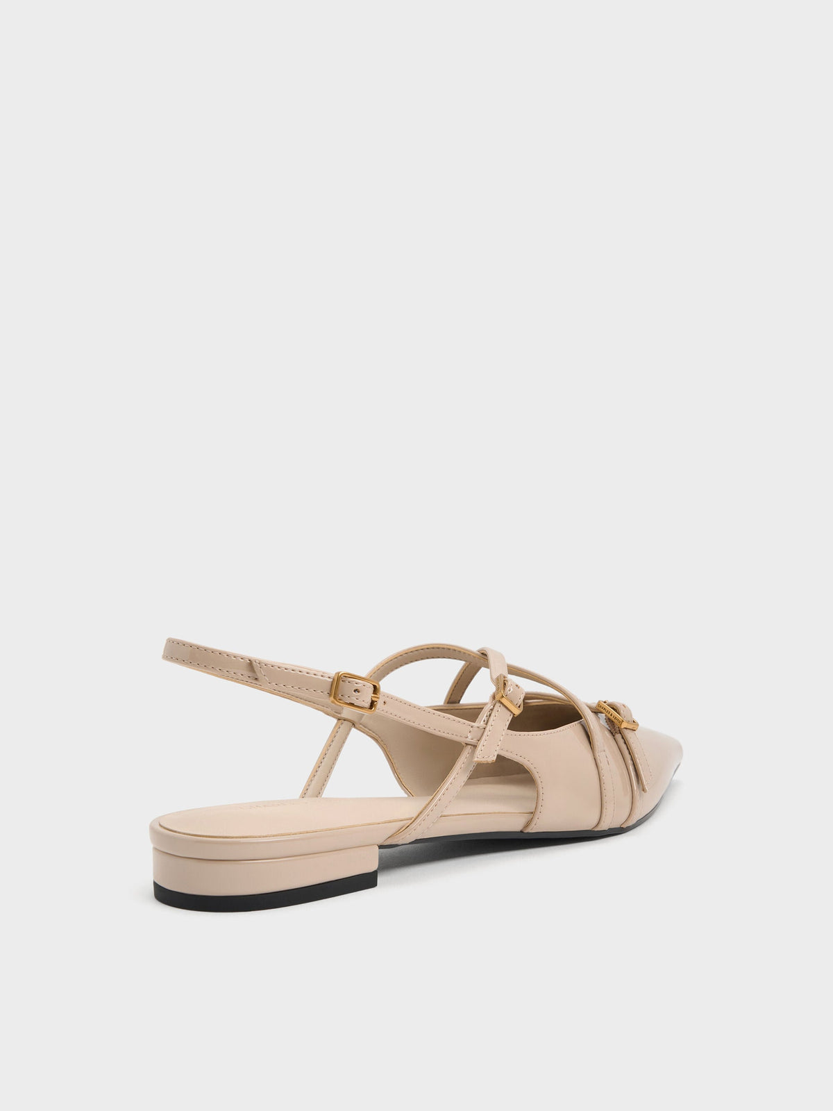 CHARLES & KEITH Featured / Maybelle Patent Strappy Slingback Flats - Nude