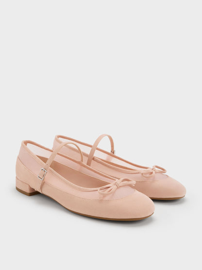 CHARLES & KEITH Deals / Mulligan Faux Suede & Mesh Mary Janes - Blush