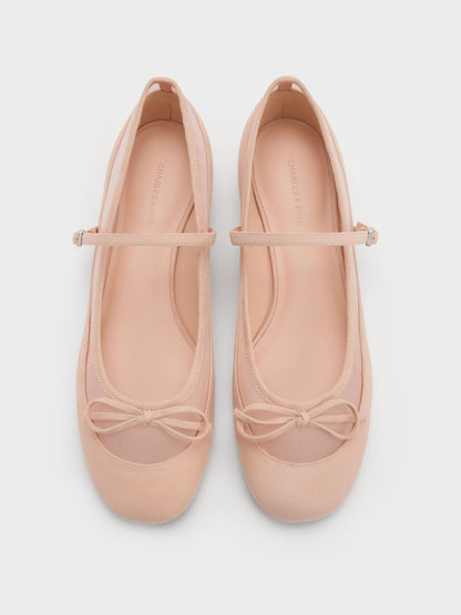 CHARLES & KEITH Deals / Mulligan Faux Suede & Mesh Mary Janes - Blush