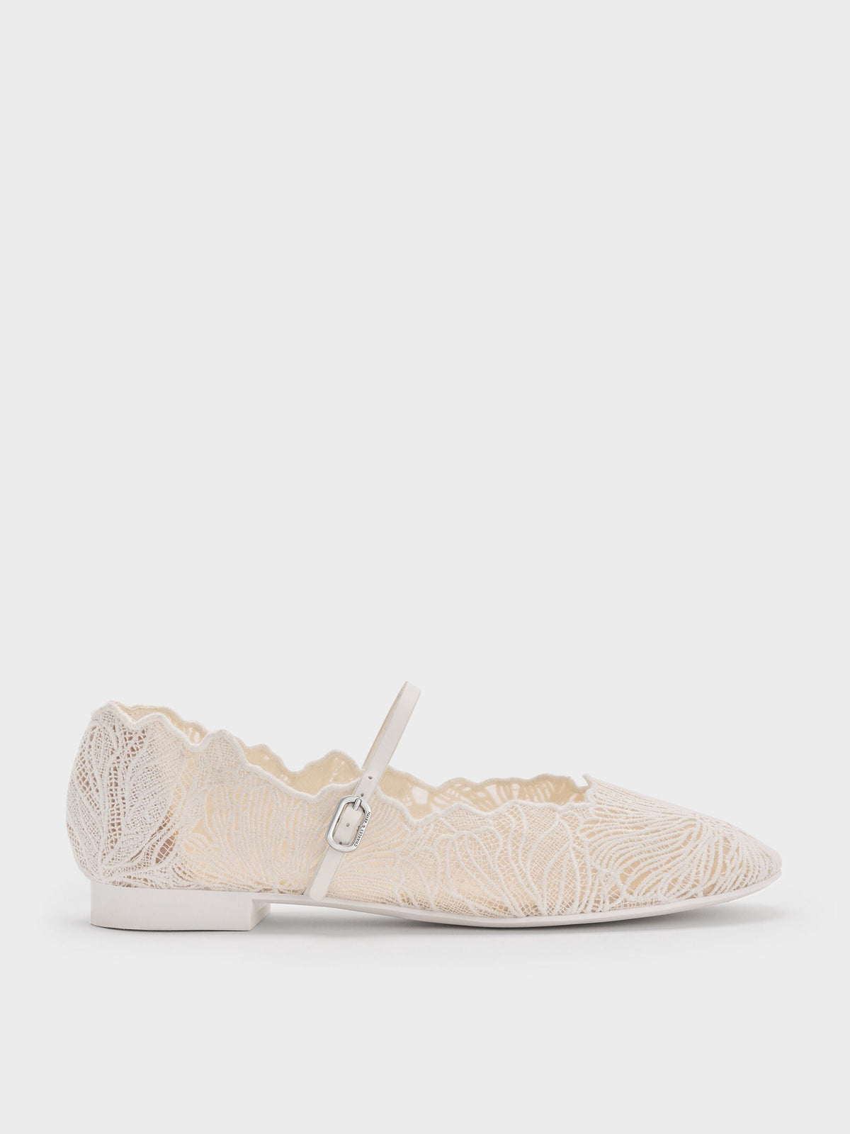 CHARLES & KEITH Featured / Meja Floral Mary Jane Flats - White
