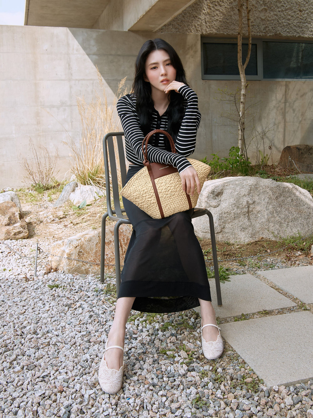 CHARLES & KEITH Featured / Meja Floral Mary Jane Flats - White