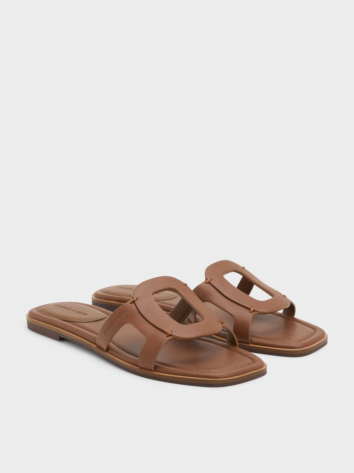 CHARLES & KEITH Customer Favorite / Easley Cut-Out Slide Sandals - Caramel