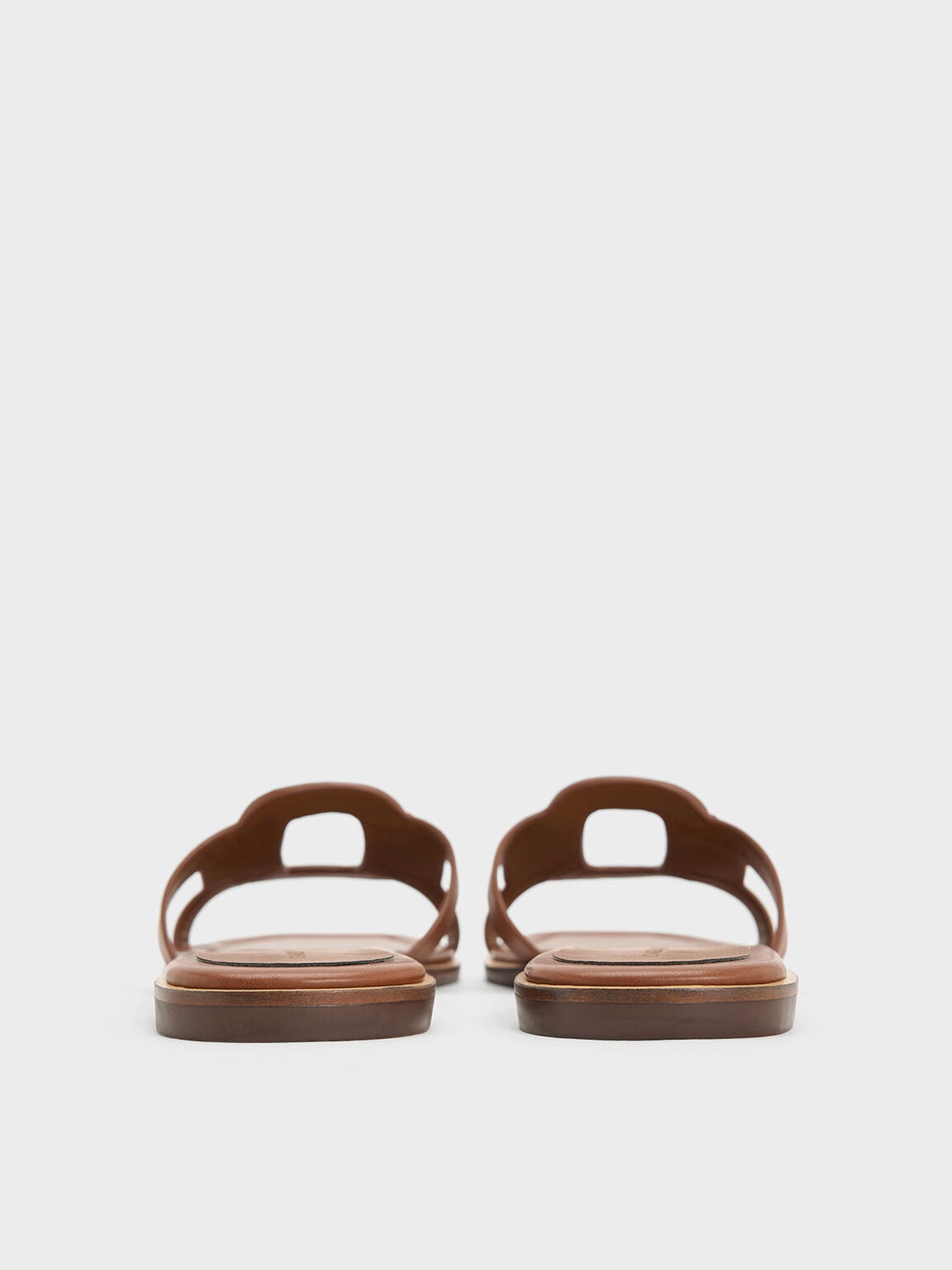 CHARLES & KEITH Customer Favorite / Easley Cut-Out Slide Sandals - Caramel