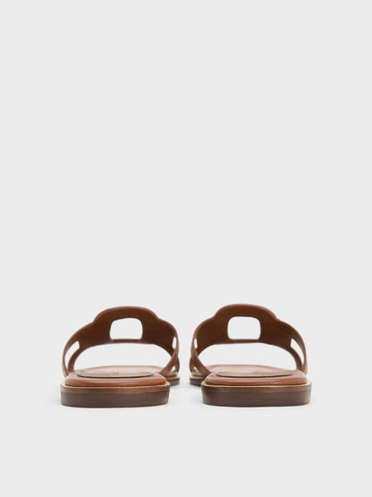 CHARLES & KEITH Customer Favorite / Easley Cut-Out Slide Sandals - Caramel