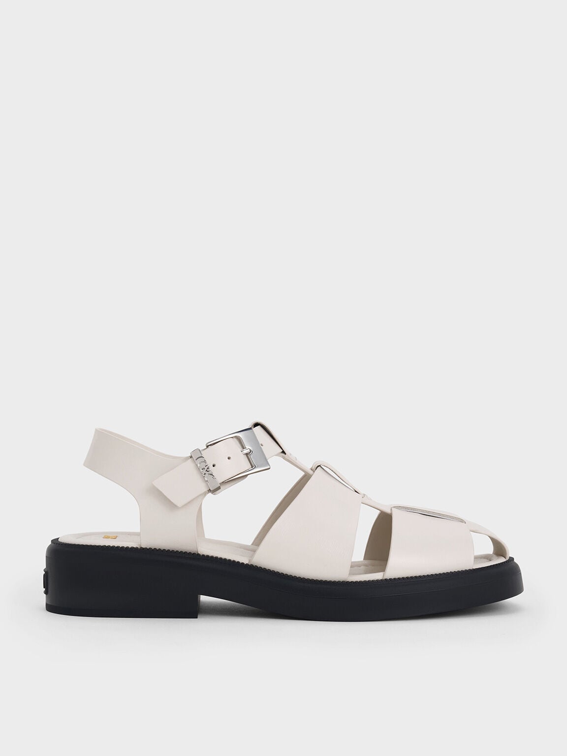 CHARLES & KEITH Value / Leather Caged Sandals - Chalk