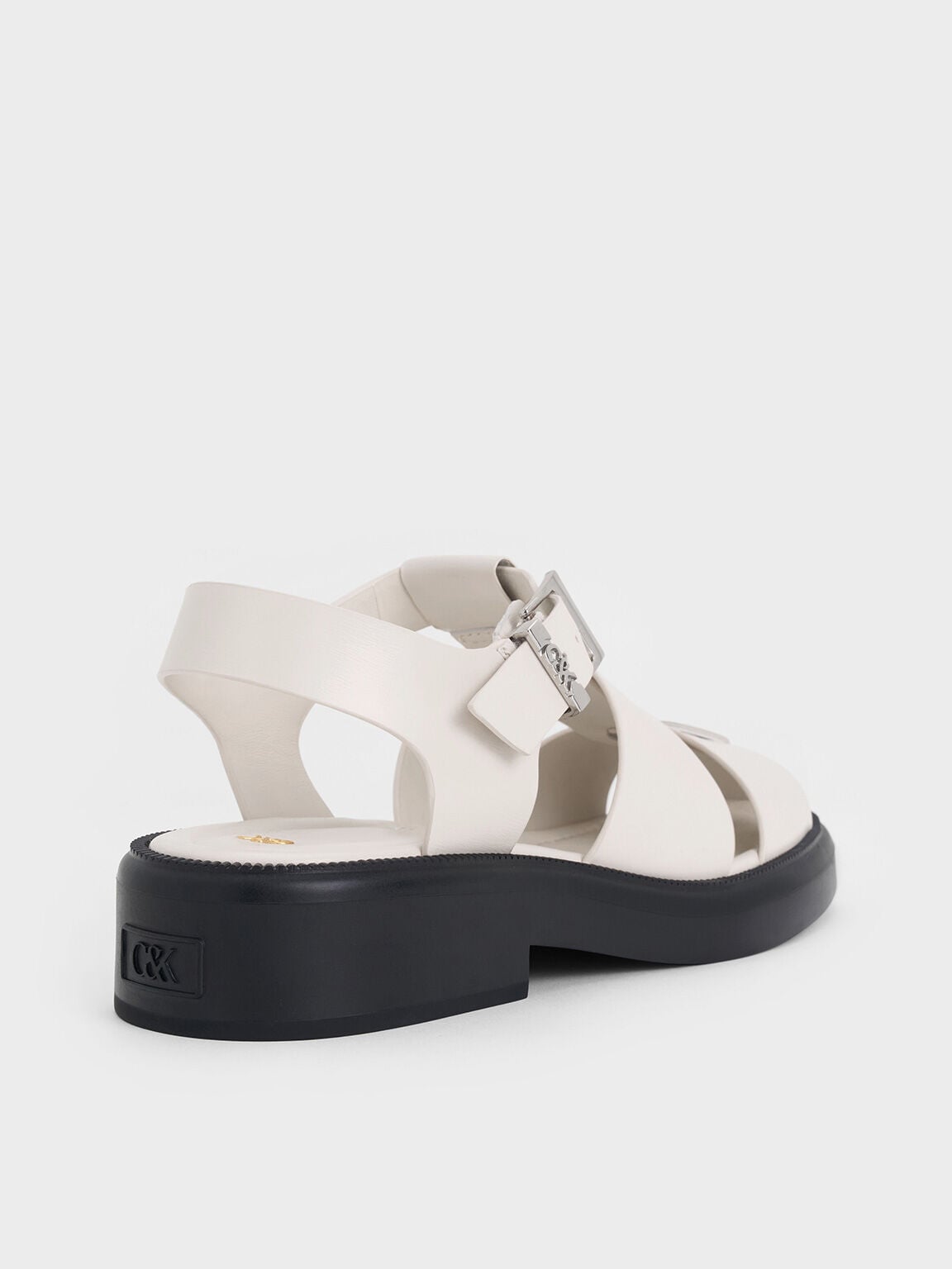 CHARLES & KEITH Value / Leather Caged Sandals - Chalk