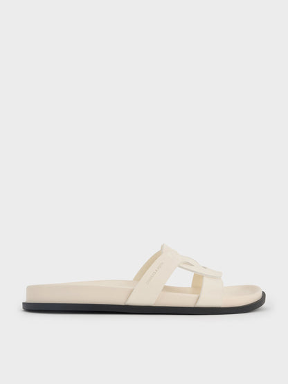 CHARLES & KEITH New / Fannie Interwoven Slide Sandals - Cream