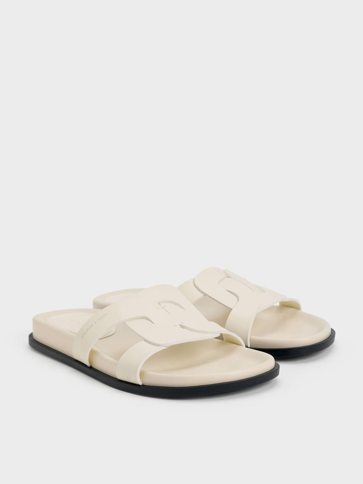 CHARLES & KEITH New / Fannie Interwoven Slide Sandals - Cream
