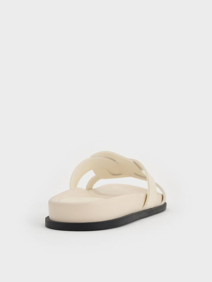 CHARLES & KEITH New / Fannie Interwoven Slide Sandals - Cream