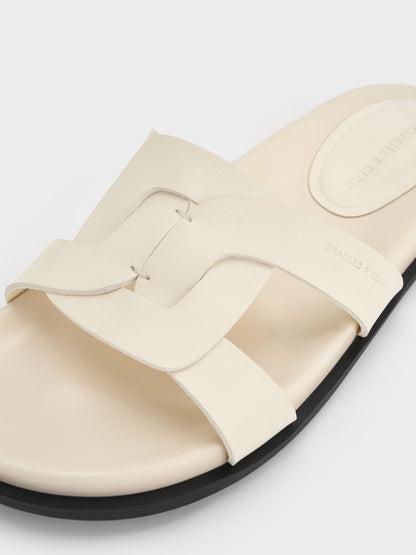 CHARLES & KEITH New / Fannie Interwoven Slide Sandals - Cream
