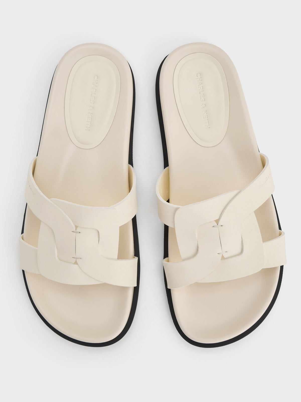 CHARLES & KEITH New / Fannie Interwoven Slide Sandals - Cream