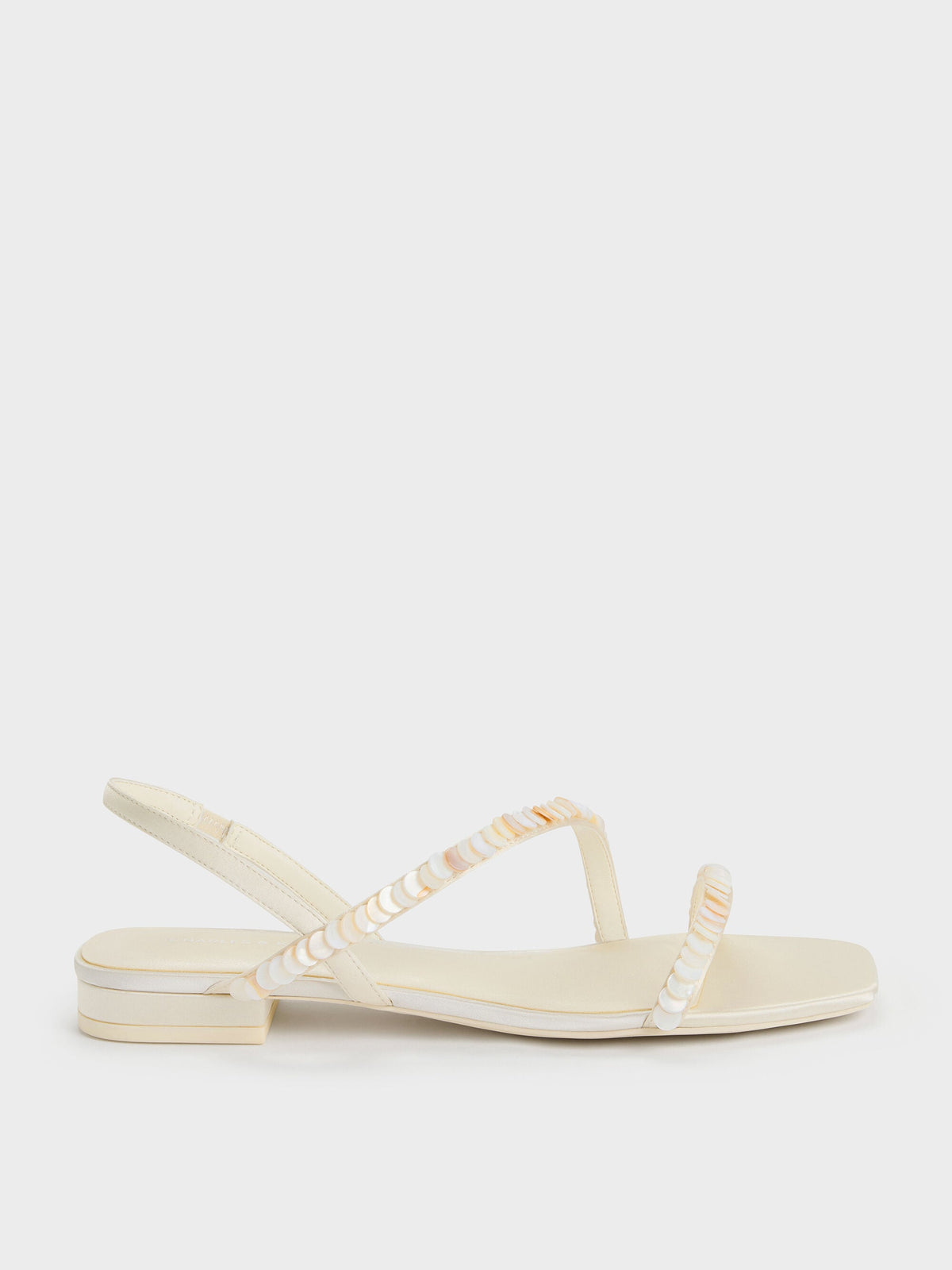 CHARLES & KEITH Classic / Briella Sequinned Strappy Sandals - Cream