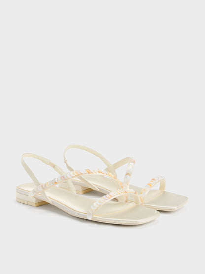CHARLES & KEITH Classic / Briella Sequinned Strappy Sandals - Cream