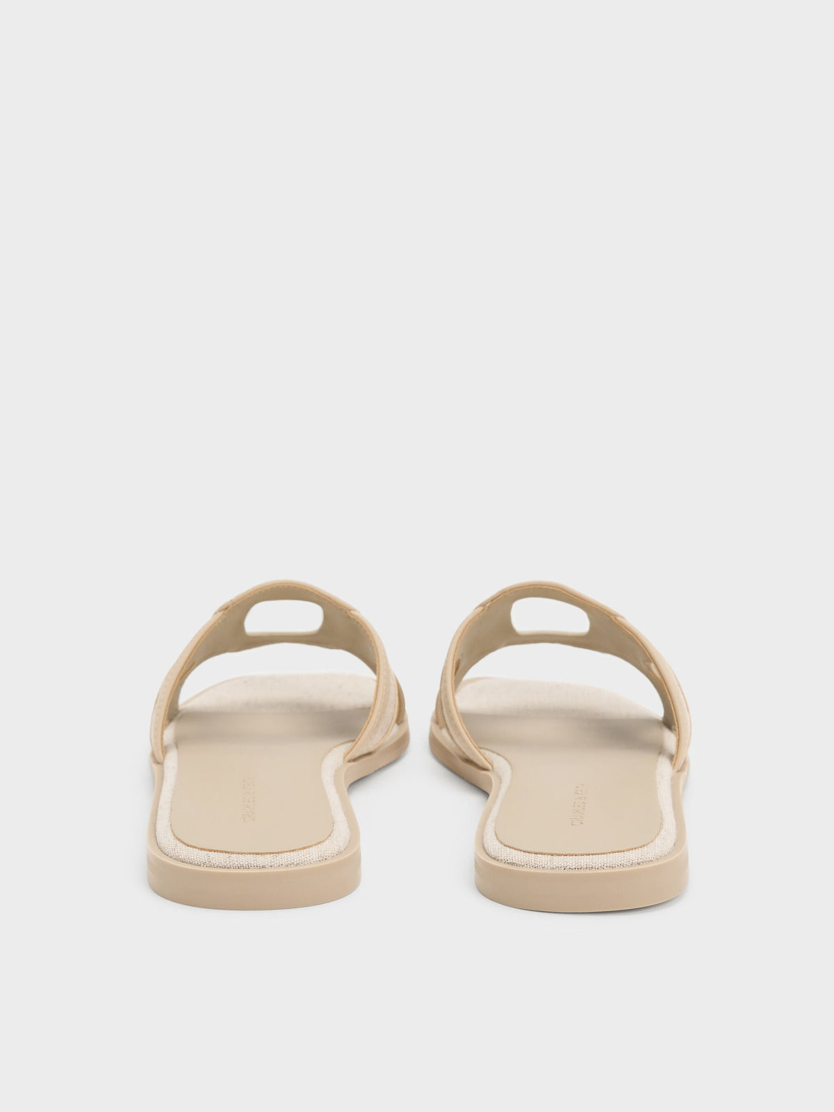 CHARLES & KEITH Essential / Easley Linen Cut-Out Slide Sandals - Taupe
