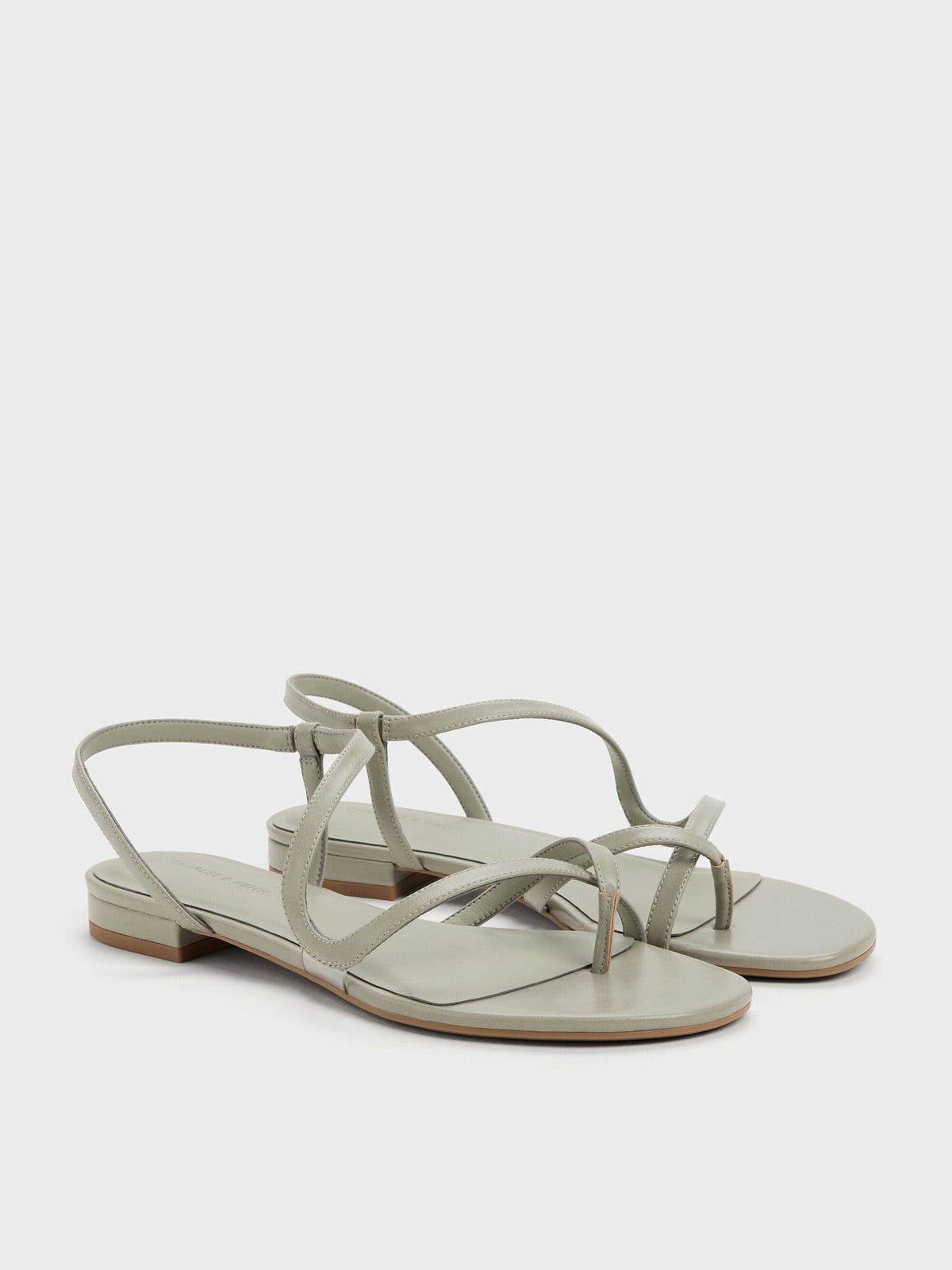 CHARLES & KEITH Everyday / Arden Wavy Toe-Ring Sandals - Mint Green
